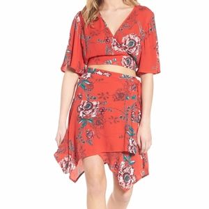 NWT Band of Gypsies Shadow Floral Faux Wrap Skirt
